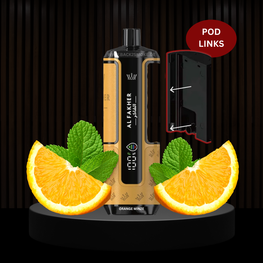 Al Fakher Hypermax 20.000 Züge Pod (Links) - Orange Mint