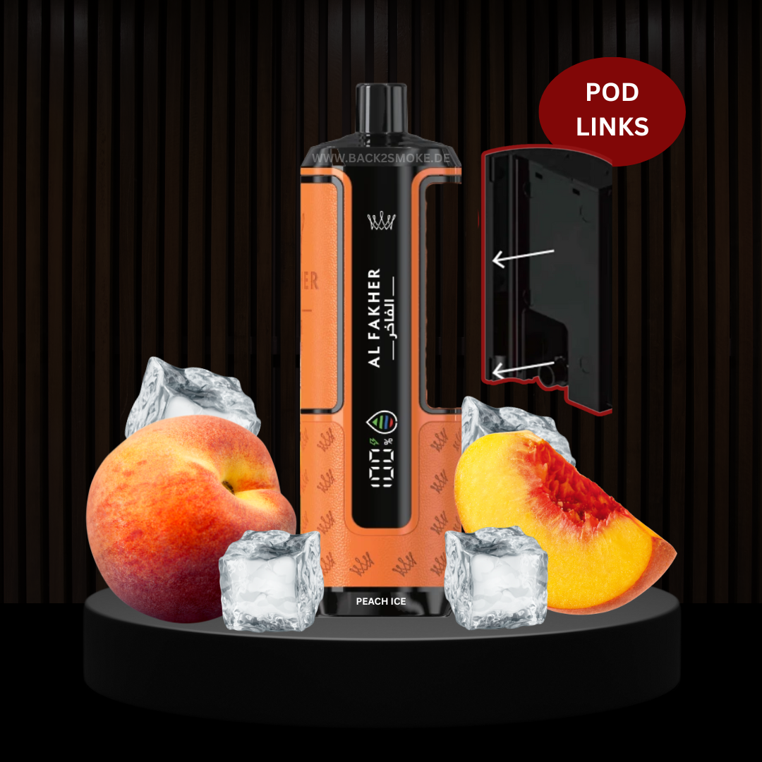 Al Fakher Hypermax 20.000 Züge Pod (Links) - Peach Ice