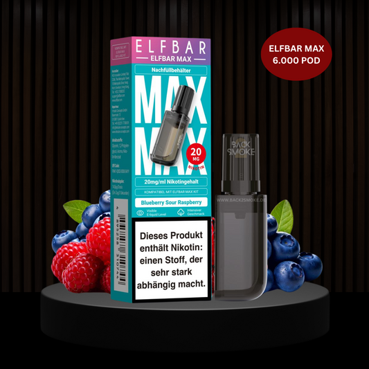 ELFBAR MAX 6.000 Züge Pod Blueberry sour Raspberry Ice 20mg