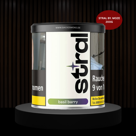Stral Tobacco by. Moze Shisha 200g - Basil Barry
